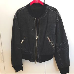 Phillip Lim Cropped Denim Bomber Jacket